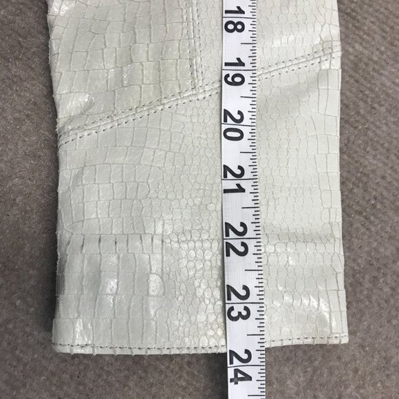 Leather Blazer Womens 6 Green Croc-Embossed One Button Ltweight Y2K Metrostyle - Picture 6 of 11